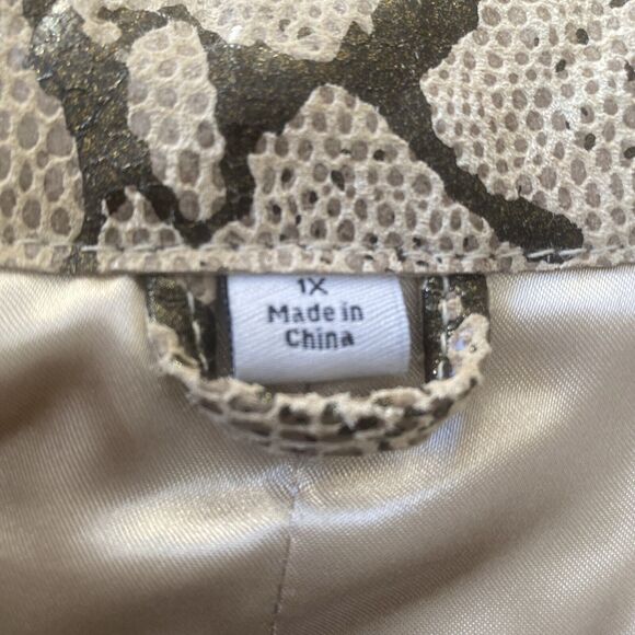 Pamela McCoy Collections Genuine Leather Studded Jacket Blazer Animal Print‎ 1X - Picture 13 of 14